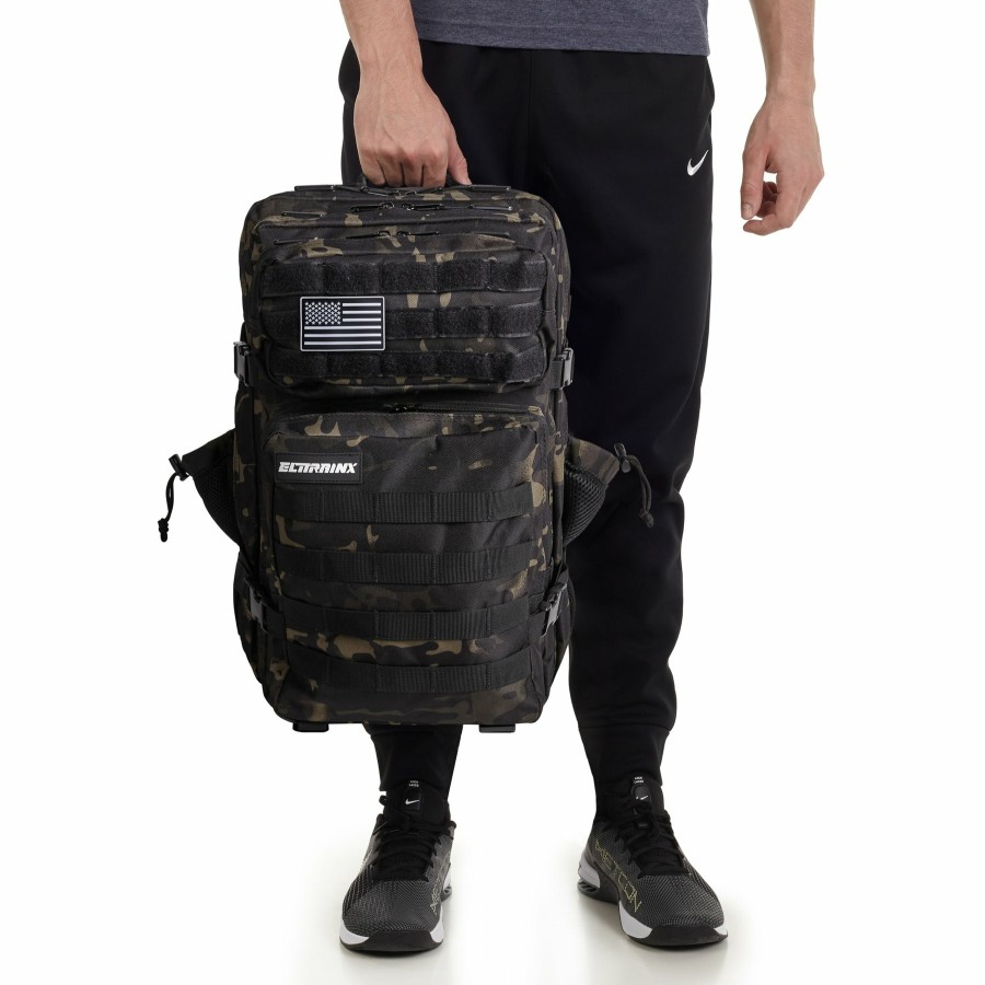 Mochilas Elitex Training | Mochila Tactica V1 45L Negro Camuflaje