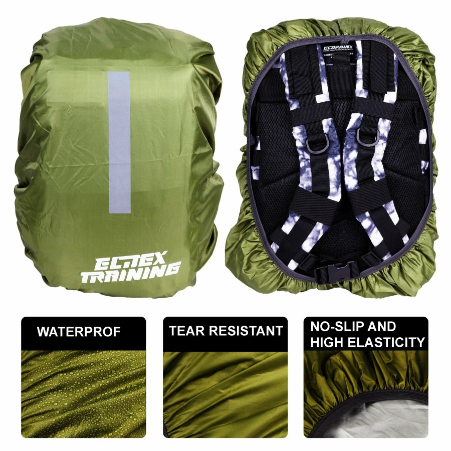 Mochilas Elitex Training | Funda Protectora Impermeable Tactical Green Para Mochila 25L Con Banda Reflectante