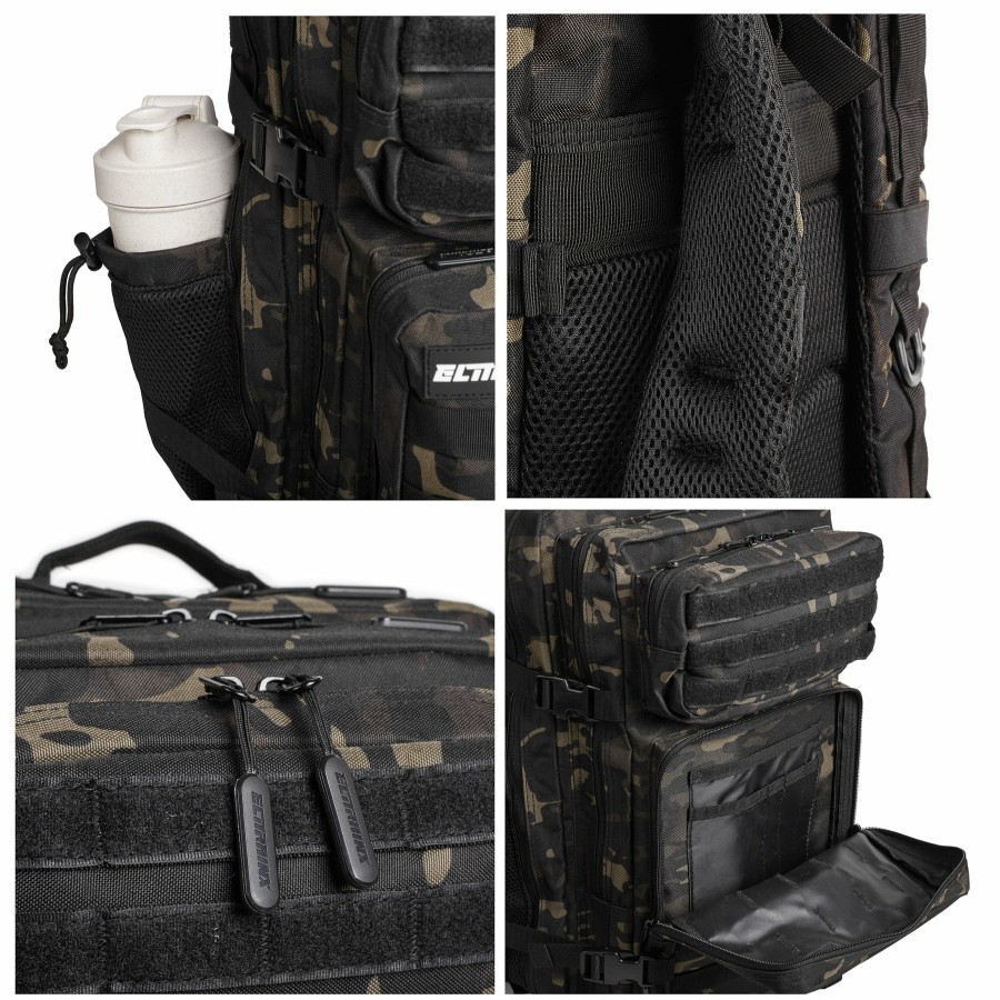 Mochilas Elitex Training | Mochila Tactica 25L Negro Camuflaje